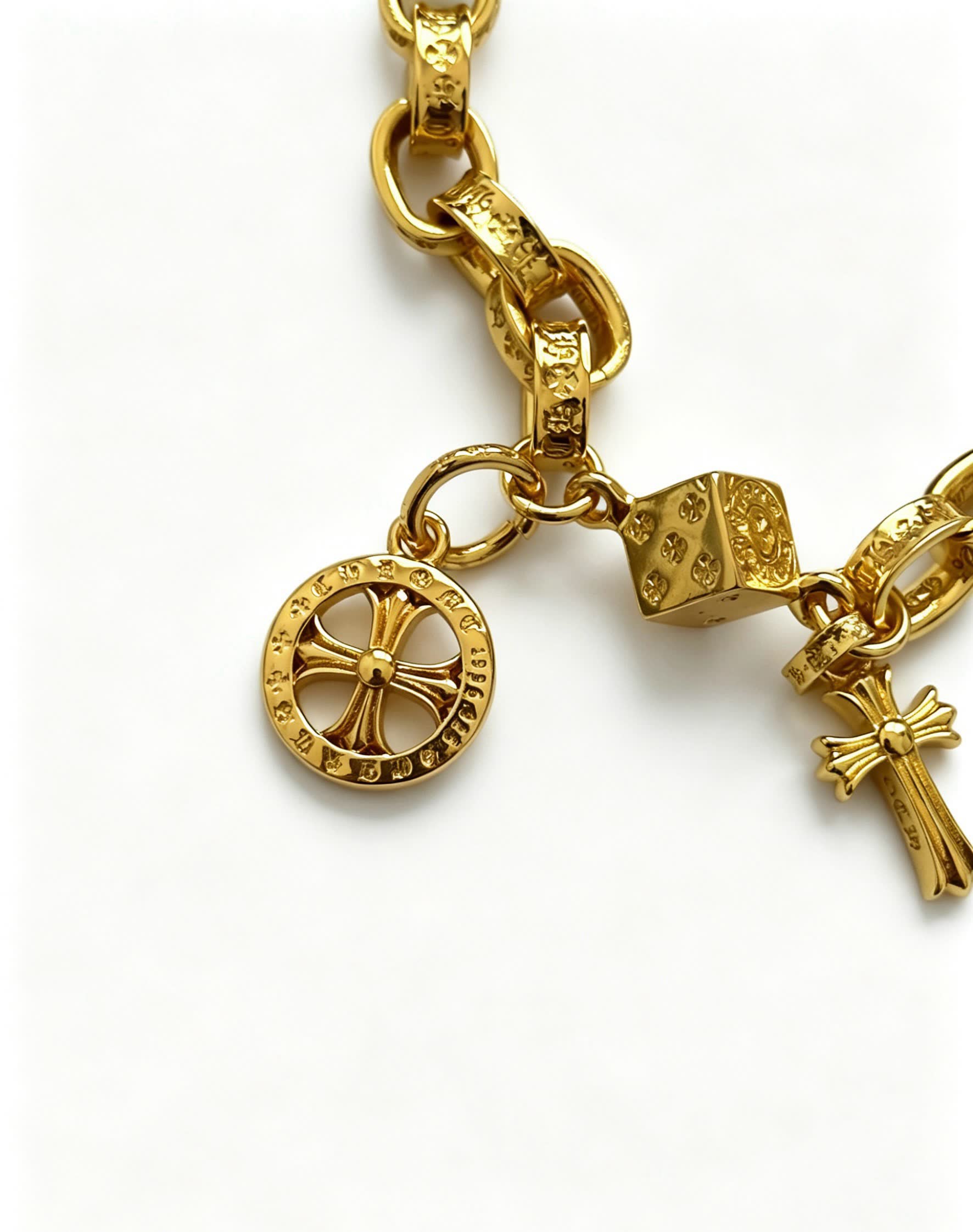 Chrome Hearts Gold Tone Bracelet with Charms